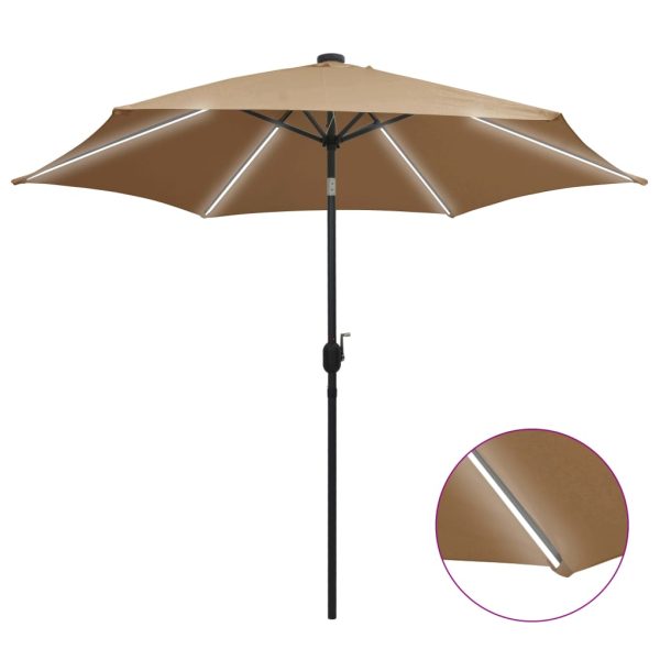 Ombrellone Con Luci A Led E Palo Alluminio 300 Cm Grigio Talpa