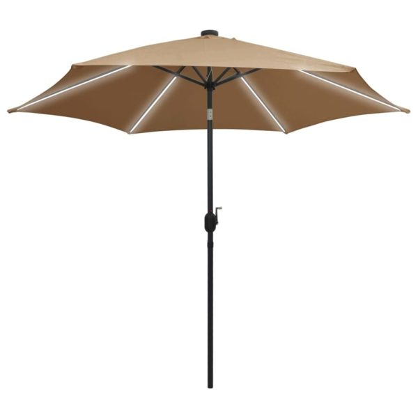 Ombrellone Con Luci A Led E Palo Alluminio 300 Cm Grigio Talpa - Image 2