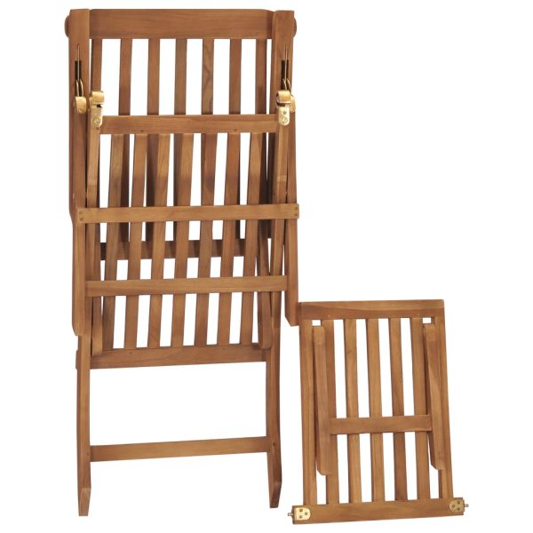 Sedia A Sdraio Con Cuscino Bianco Crema Legno Massello Di Teak - Image 6