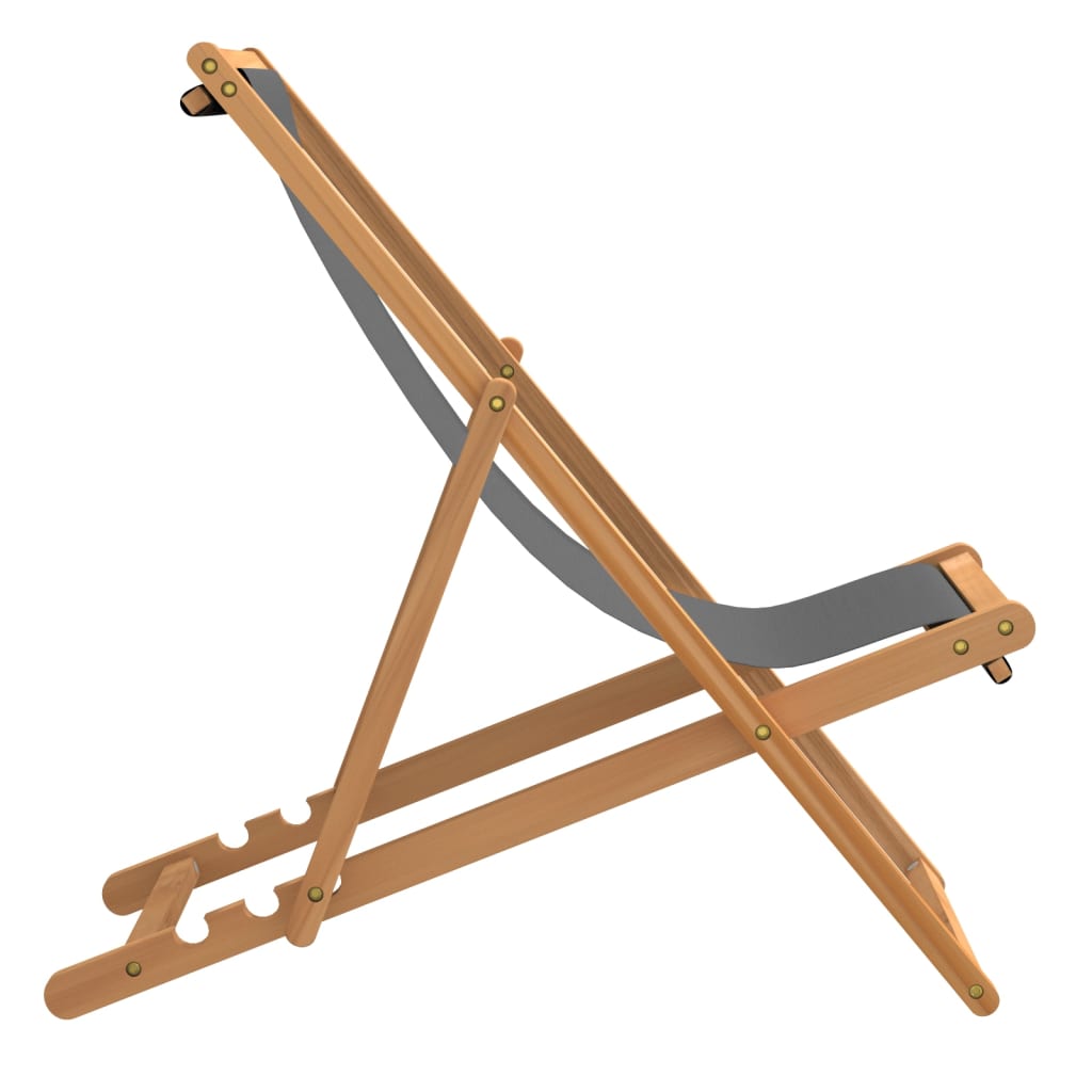 Sedia Da Spiaggia Pieghevole In Legno Massello Di Teak Grigia - Image 4