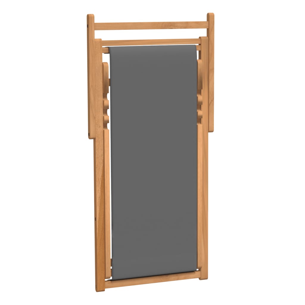 Sedia Da Spiaggia Pieghevole In Legno Massello Di Teak Grigia - Image 6
