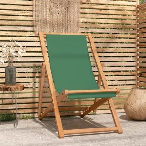 Sedia Da Spiaggia Pieghevole In Legno Massello Di Teak Verde