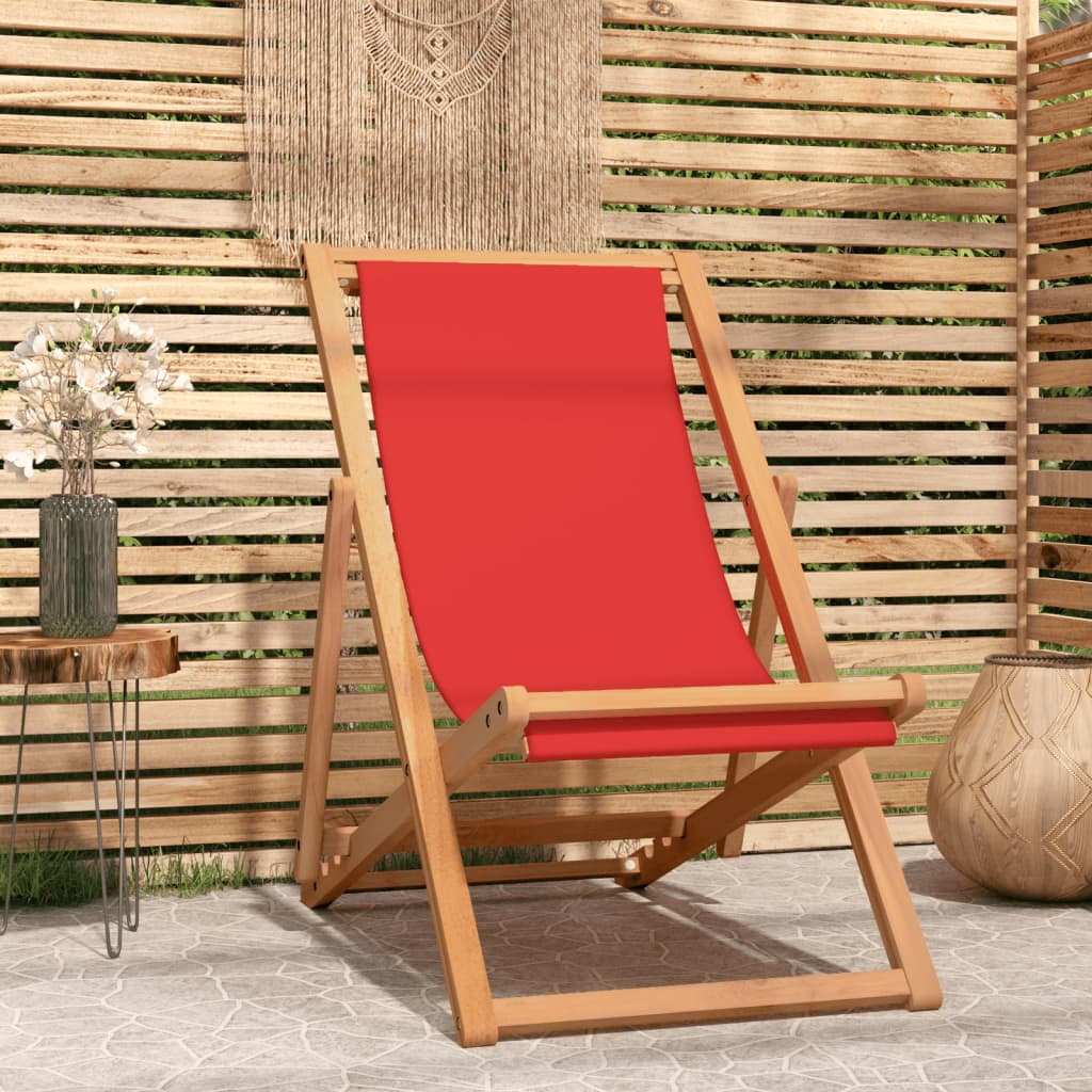 Sedia Da Spiaggia Pieghevole In Legno Massello Di Teak Rossa
