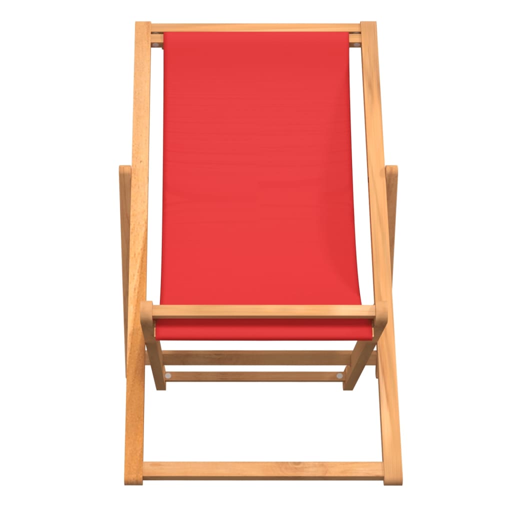 Sedia Da Spiaggia Pieghevole In Legno Massello Di Teak Rossa - Image 3