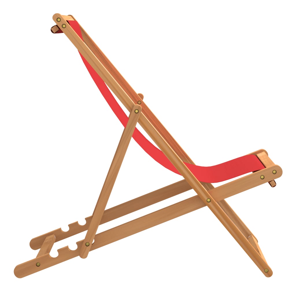 Sedia Da Spiaggia Pieghevole In Legno Massello Di Teak Rossa - Image 4