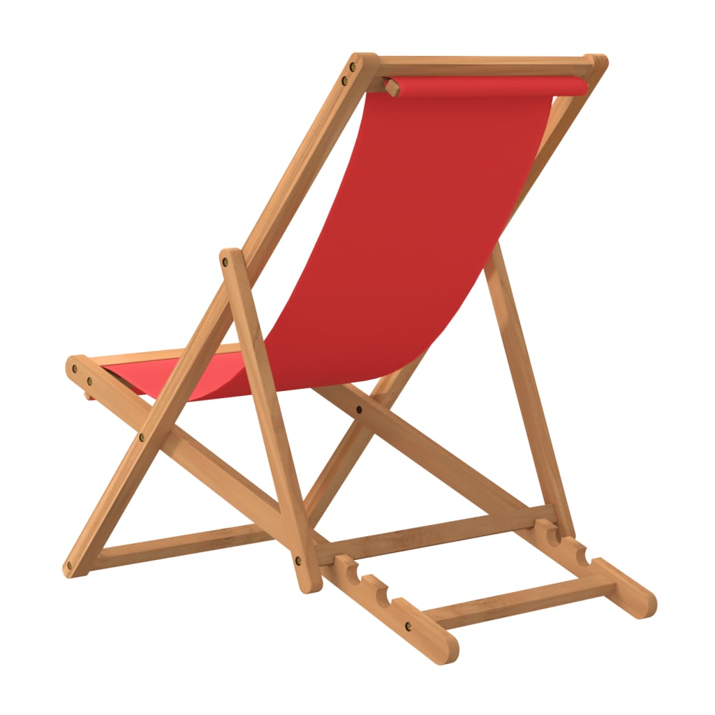 Sedia Da Spiaggia Pieghevole In Legno Massello Di Teak Rossa - Image 5