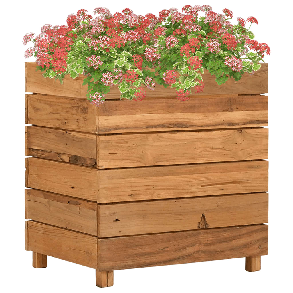 Letto Rialzato 50x40x55 Cm Legno Di Teak Di Recupero E Acciaio