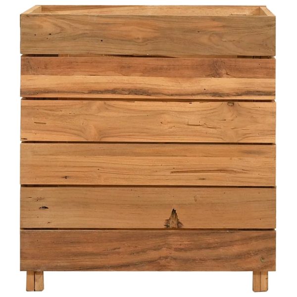 Letto Rialzato 50x40x55 Cm Legno Di Teak Di Recupero E Acciaio - Image 3