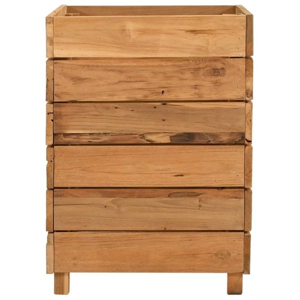 Letto Rialzato 50x40x55 Cm Legno Di Teak Di Recupero E Acciaio - Image 4
