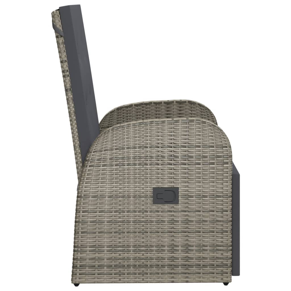 Sedie Da Giardino Reclinabili 2 Pz E Cuscini Polyrattan Grigio - Image 4