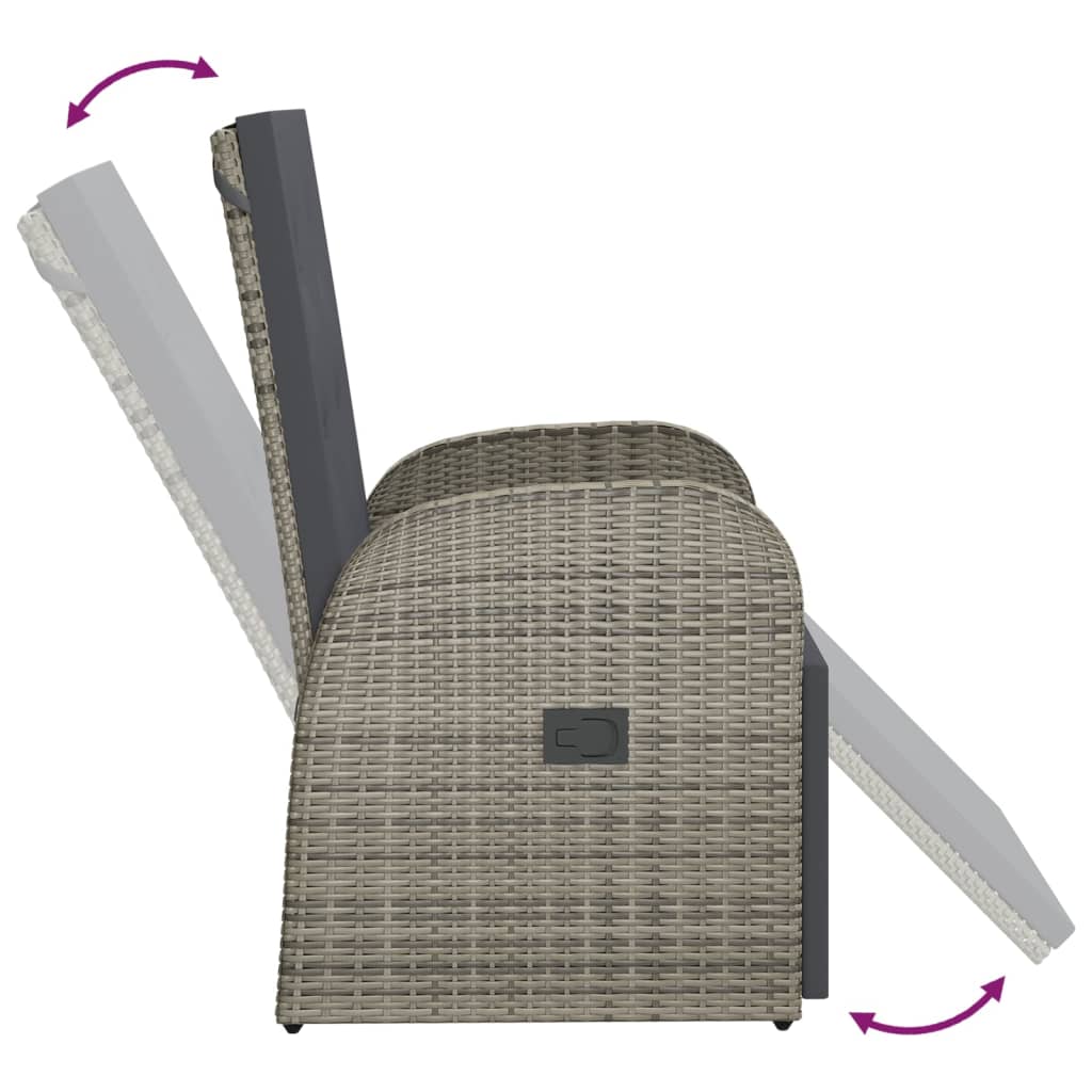 Sedie Da Giardino Reclinabili 2 Pz E Cuscini Polyrattan Grigio - Image 5