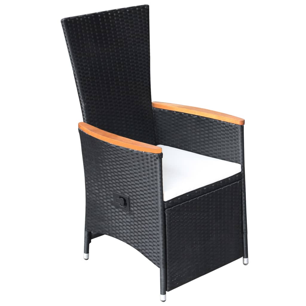Sedie Da Giardino Reclinabili 2 Pz Con Cuscini Polyrattan Nero - Image 3