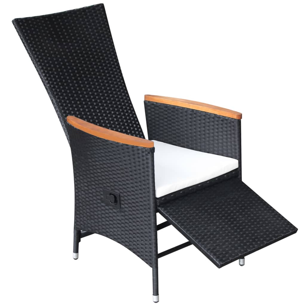 Sedie Da Giardino Reclinabili 2 Pz Con Cuscini Polyrattan Nero - Image 4