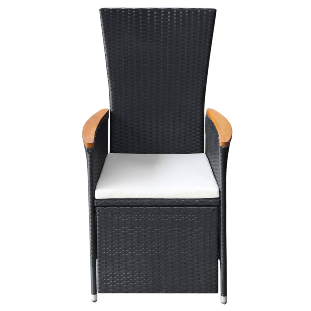 Sedie Da Giardino Reclinabili 2 Pz Con Cuscini Polyrattan Nero - Image 5