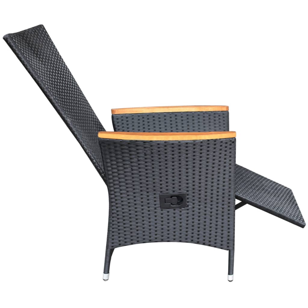 Sedie Da Giardino Reclinabili 2 Pz Con Cuscini Polyrattan Nero - Image 6