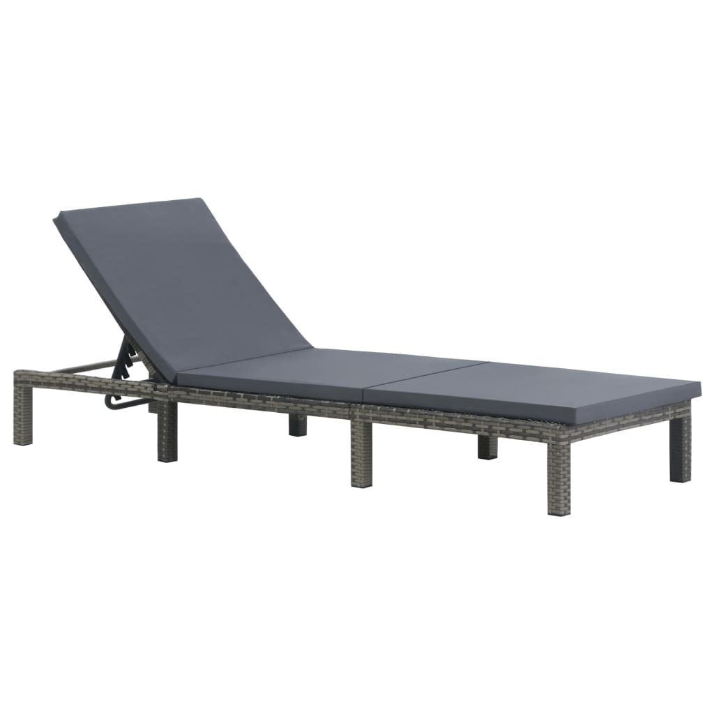 Lettino Prendisole Con Cuscino In Polyrattan Antracite