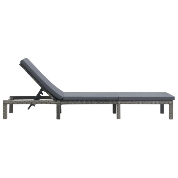 Lettino Prendisole Con Cuscino In Polyrattan Antracite - Image 3