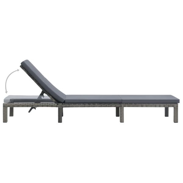 Lettino Prendisole Con Cuscino In Polyrattan Antracite - Image 4