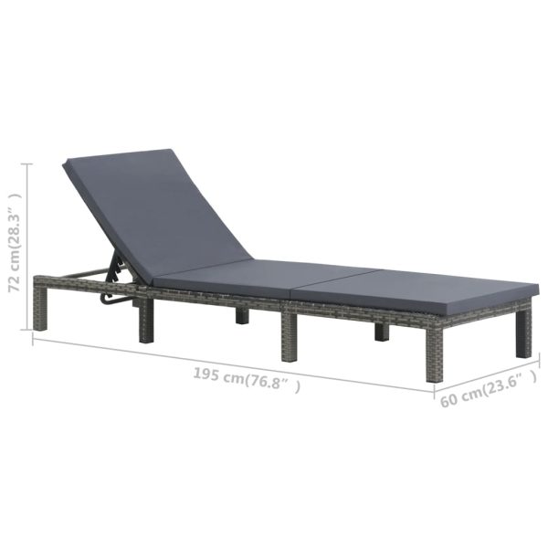 Lettino Prendisole Con Cuscino In Polyrattan Antracite - Image 6