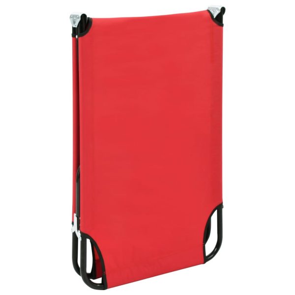 Lettino Prendisole Pieghevole Rosso In Acciaio - Image 6