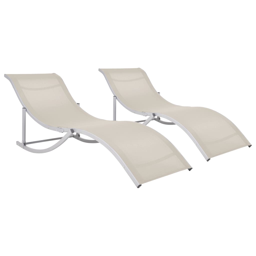 Lettini Prendisole Pieghevoli 2 Pz In Textilene Crema