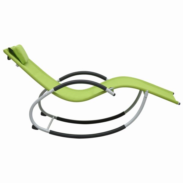 Lettino Prendisole Con Cuscino Verde In Textilene - Image 3