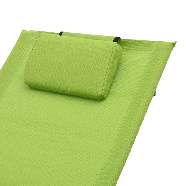 Lettino Prendisole Con Cuscino Verde In Textilene - Image 5