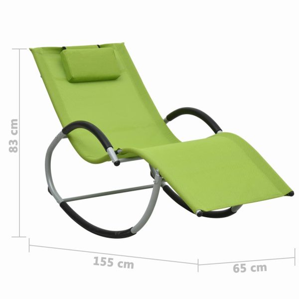 Lettino Prendisole Con Cuscino Verde In Textilene - Image 6