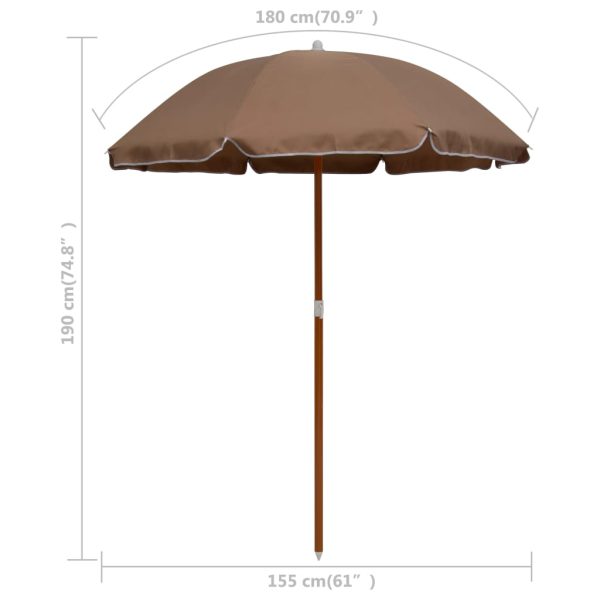 Ombrellone Da Giardino Con Palo In Acciaio 180 Cm Tortora - Image 5