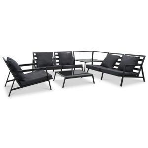 Set Divani Da Giardino 5 Pz Con Cuscini Alluminio Grigio Scuro