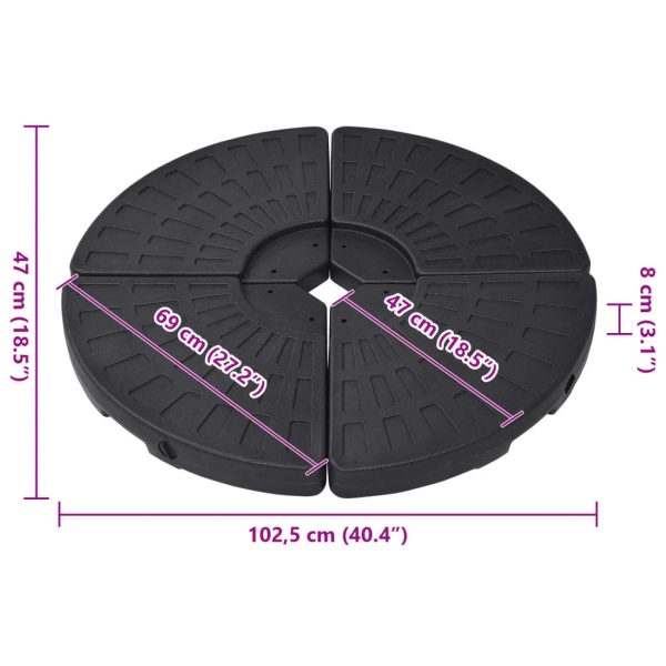 Base Per Ombrellone A Forma Di Ventaglio 4 Pz Nero - Image 5