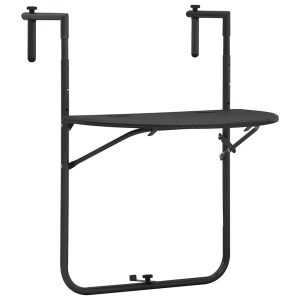 Tavolo Da Balcone Pensile Marrone 60x64x83,5cm Plastica Rattan