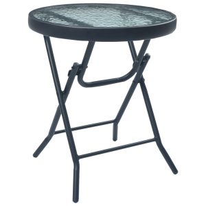 Tavolino Da Bistrot Nero 40x46 Cm In Acciaio E Vetro