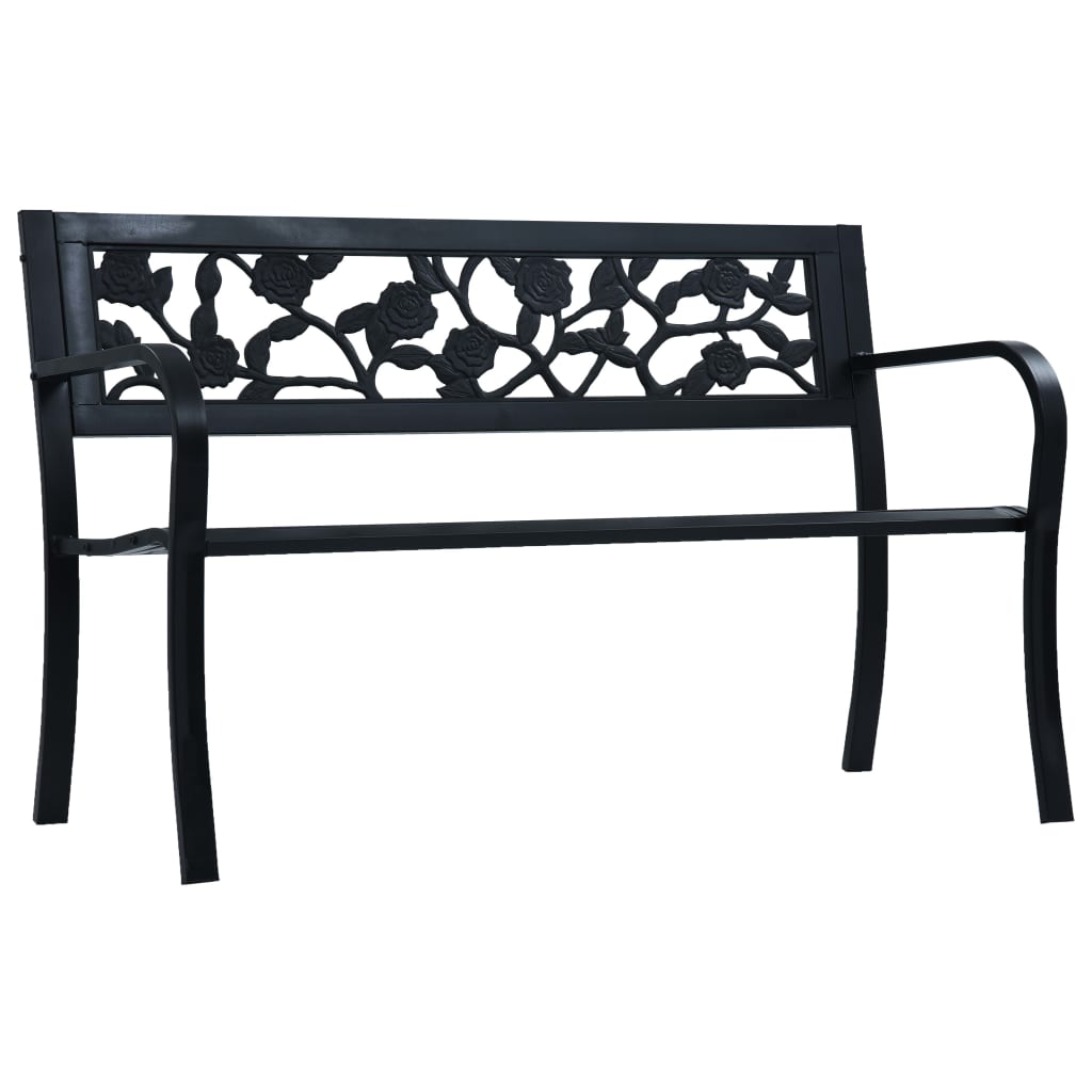 Panchina Da Giardino 125 Cm Nera In Acciaio