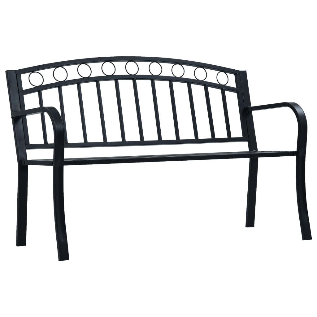 Panchina Da Giardino 125 Cm Nera In Acciaio