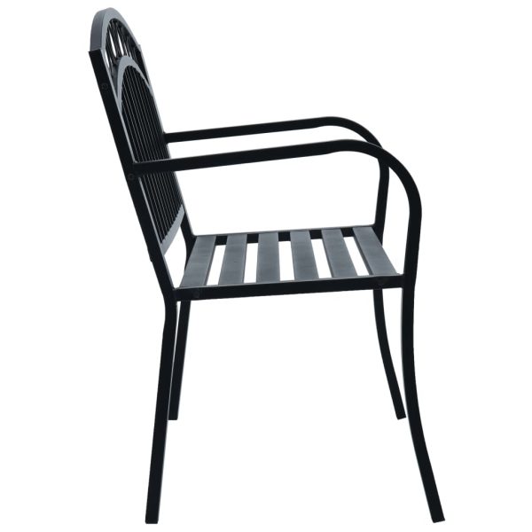 Panchina Da Giardino 125 Cm Nera In Acciaio - Image 3