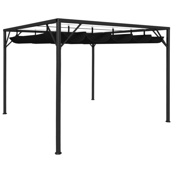 Gazebo Da Giardino Con Tetto A Scomparsa 3x3 M Antracite