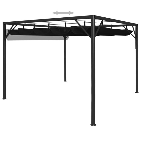 Gazebo Da Giardino Con Tetto A Scomparsa 3x3 M Antracite - Image 2