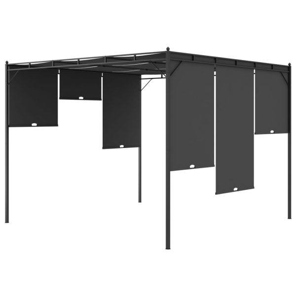 Gazebo Da Giardino Con Tenda Laterale 3x3x2,25 M Antracite - Image 5