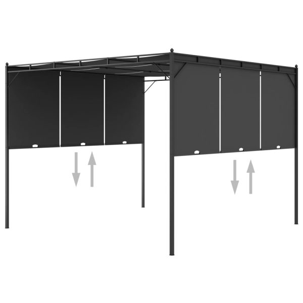 Gazebo Da Giardino Con Tenda Laterale 3x3x2,25 M Antracite - Image 6