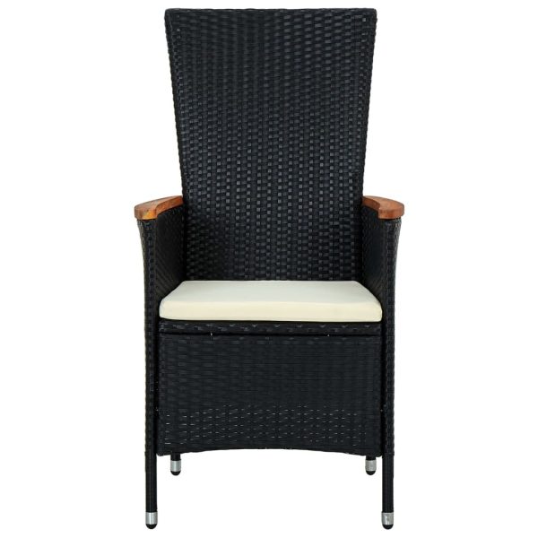 Set Da Pranzo Da Giardino 7 Pz In Polyrattan E Acacia Nero - Image 4
