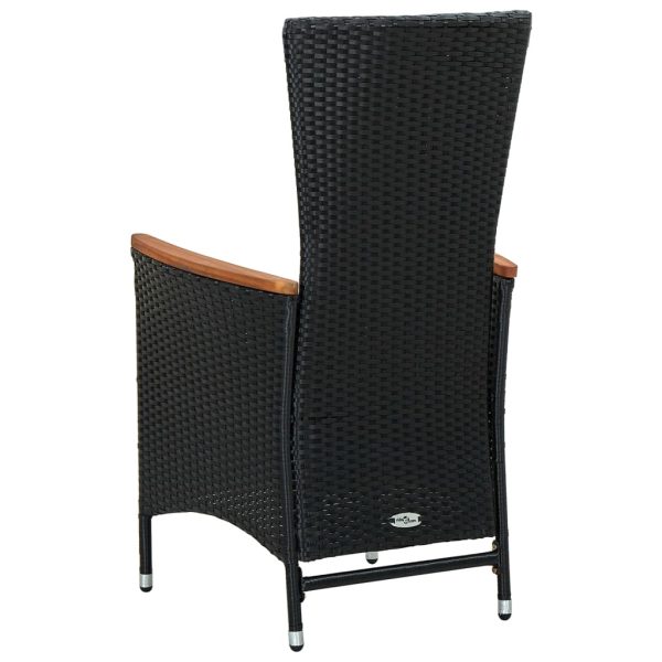 Set Da Pranzo Da Giardino 7 Pz In Polyrattan E Acacia Nero - Image 5