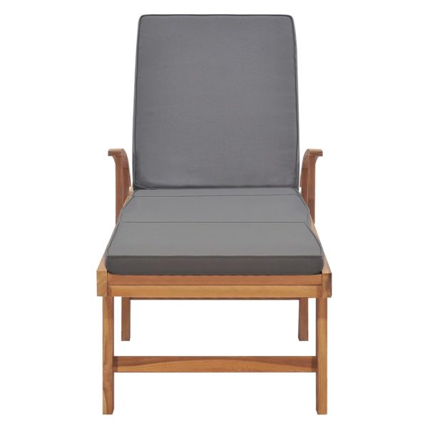 Lettino Prendisole Con Cuscino In Massello Di Teak Grigio Scuro - Image 4