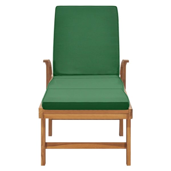Lettino Prendisole Con Cuscino In Massello Di Teak Verde - Image 4
