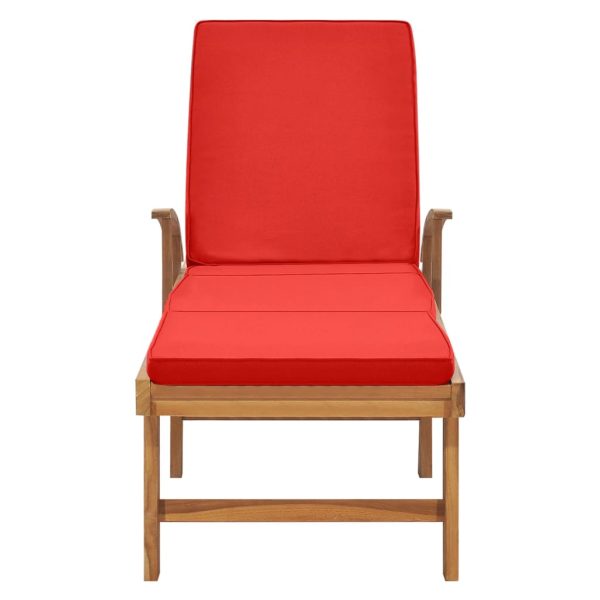 Lettino Prendisole Con Cuscino In Massello Di Teak Rosso - Image 4