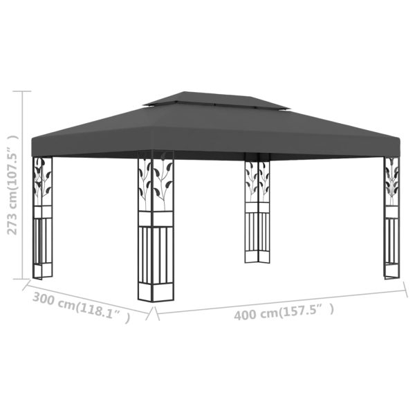 Gazebo Con Tetto Doppio 3x4 M Antracite - Image 6