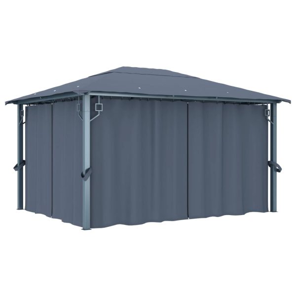 Gazebo Con Tenda 400 X 300 Cm Antracite In Alluminio