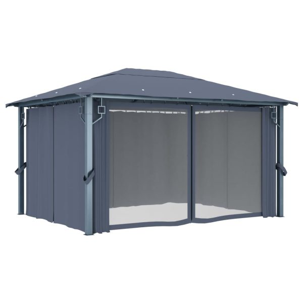 Gazebo Con Tenda 400 X 300 Cm Antracite In Alluminio - Image 3