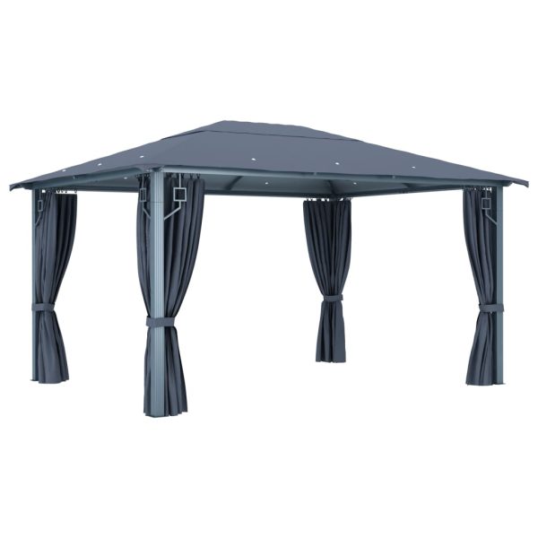 Gazebo Con Tenda 400 X 300 Cm Antracite In Alluminio - Image 4