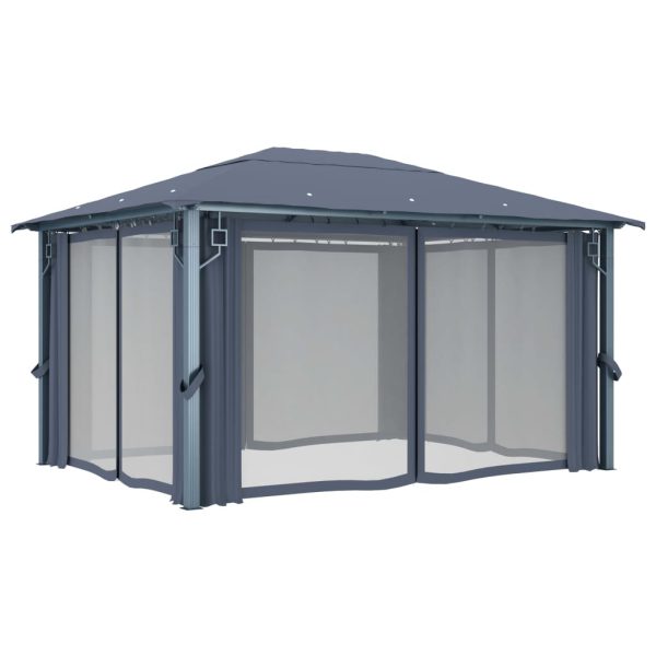 Gazebo Con Tenda 400 X 300 Cm Antracite In Alluminio - Image 5